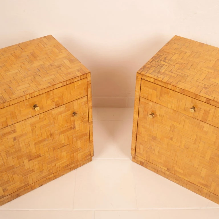 Pair of Pressed Bamboo Nightstands by Southern Nurseries, 1970s