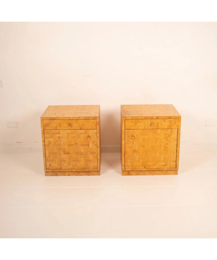 Pair of Pressed Bamboo Nightstands by Southern Nurseries, 1970s