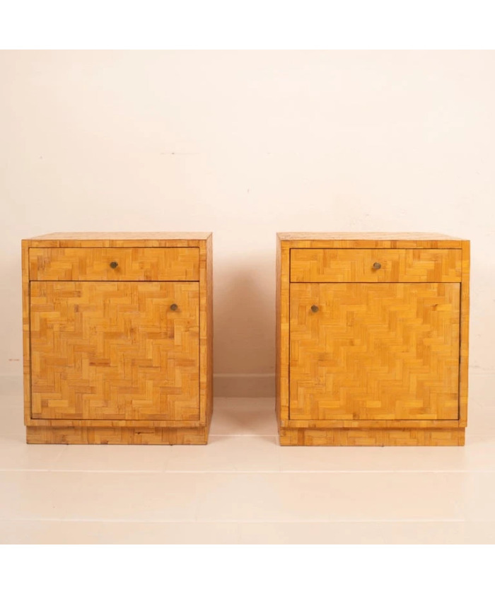 Pair of Pressed Bamboo Nightstands by Southern Nurseries, 1970s