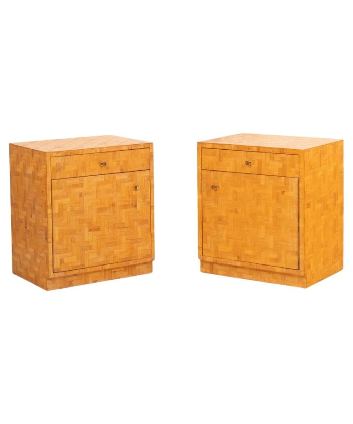 Pair of Pressed Bamboo Nightstands by Southern Nurseries, 1970s