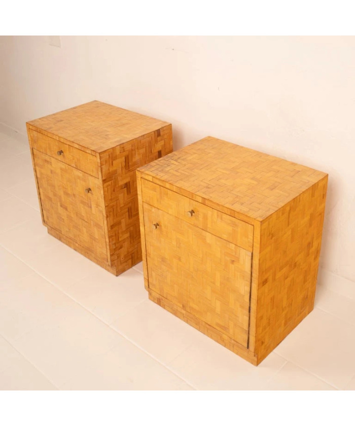 Pair of Pressed Bamboo Nightstands by Southern Nurseries, 1970s