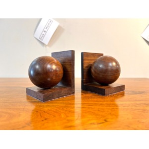 Pair of Vintage Afromosia, Ball Bookends