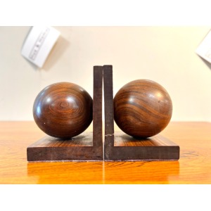 Pair of Vintage Afromosia, Ball Bookends