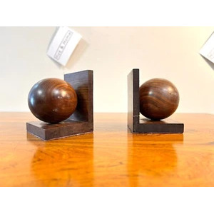 Pair of Vintage Afromosia, Ball Bookends