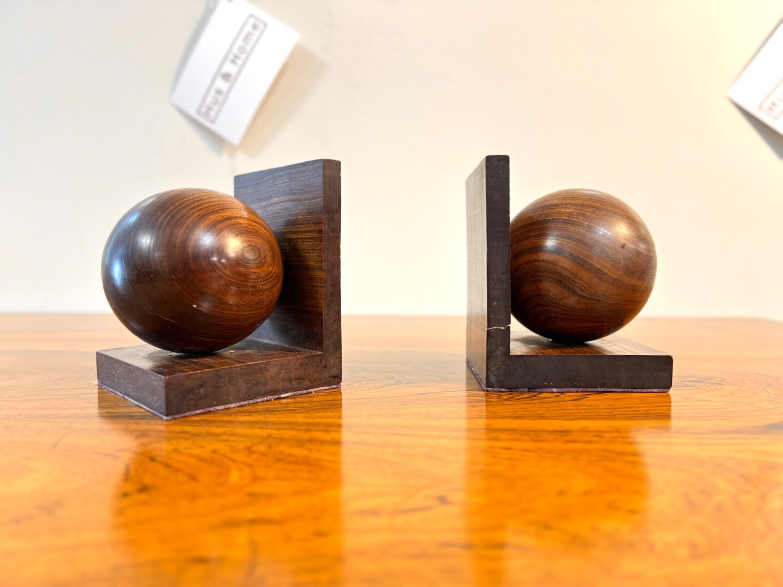 Pair of Vintage Afromosia, Ball Bookends