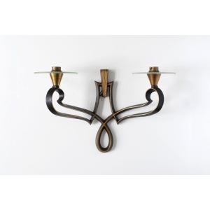 Philippe Genet & Lucien Michon – Brown And Glass French 20th Century Sconces Wall Lamps