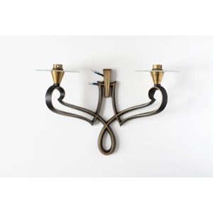 Philippe Genet & Lucien Michon – Brown And Glass French 20th Century Sconces Wall Lamps