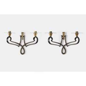 Philippe Genet & Lucien Michon – Brown And Glass French 20th Century Sconces Wall Lamps