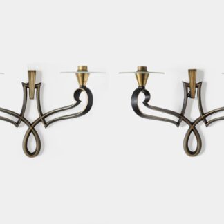 Philippe Genet & Lucien Michon – Brown And Glass French 20th Century Sconces Wall Lamps