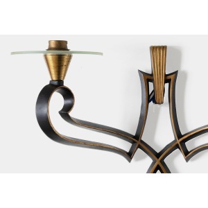 Philippe Genet & Lucien Michon – Brown And Glass French 20th Century Sconces Wall Lamps