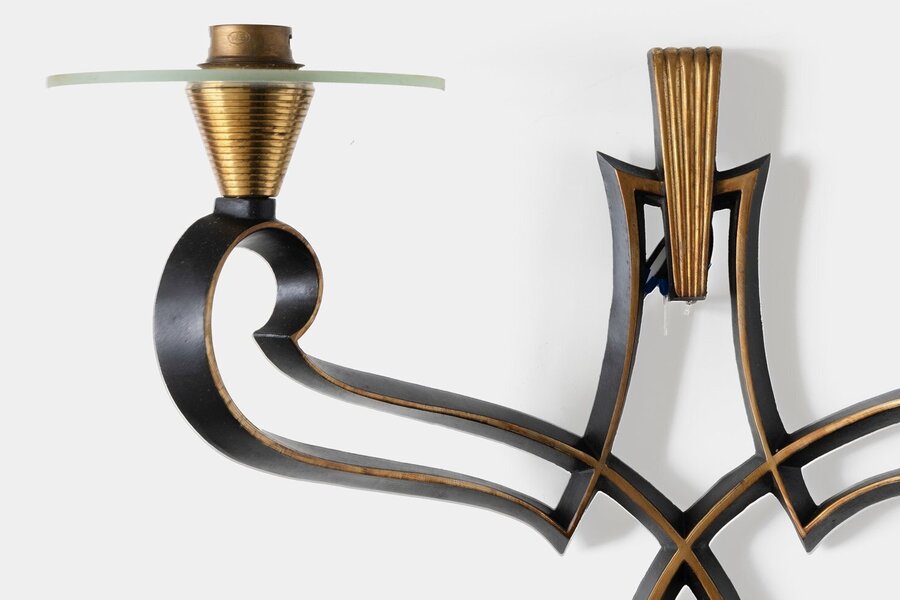 Philippe Genet & Lucien Michon – Brown And Glass French 20th Century Sconces Wall Lamps