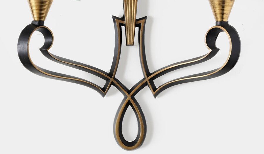 Philippe Genet & Lucien Michon – Brown And Glass French 20th Century Sconces Wall Lamps