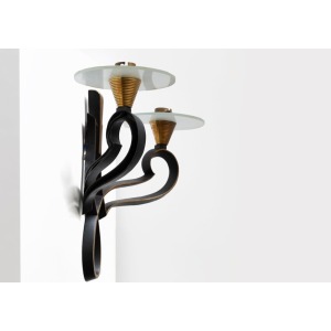 Philippe Genet & Lucien Michon – Brown And Glass French 20th Century Sconces Wall Lamps