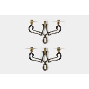Philippe Genet & Lucien Michon – Brown And Glass French 20th Century Sconces Wall Lamps