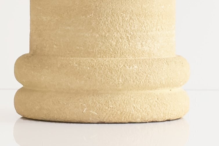 Pierre Albert Tormos Cylindrical Table Lamp In Beige Hand Carved Stone, 1970s