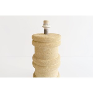 Pierre Albert Tormos Cylindrical Table Lamp In Beige Hand Carved Stone, 1970s