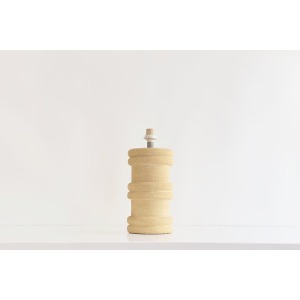 Pierre Albert Tormos Cylindrical Table Lamp In Beige Hand Carved Stone, 1970s