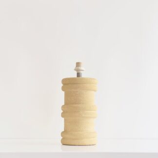 Pierre Albert Tormos Cylindrical Table Lamp In Beige Hand Carved Stone, 1970s