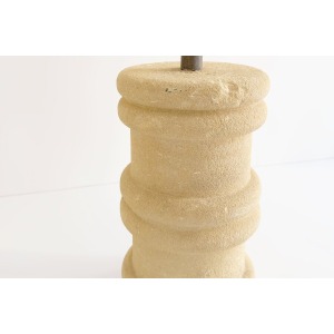 Pierre Albert Tormos Cylindrical Table Lamp In Beige Hand Carved Stone, 1970s