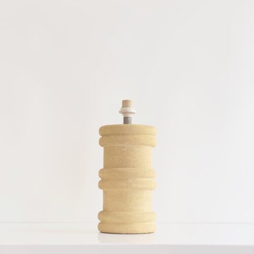 Pierre Albert Tormos Cylindrical Table Lamp In Beige Hand Carved Stone, 1970s