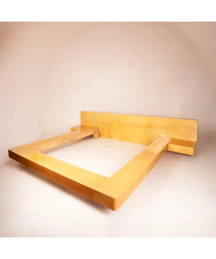 Queen Size Parchment Bed by Aldo Tura for TURA Milano, 1960