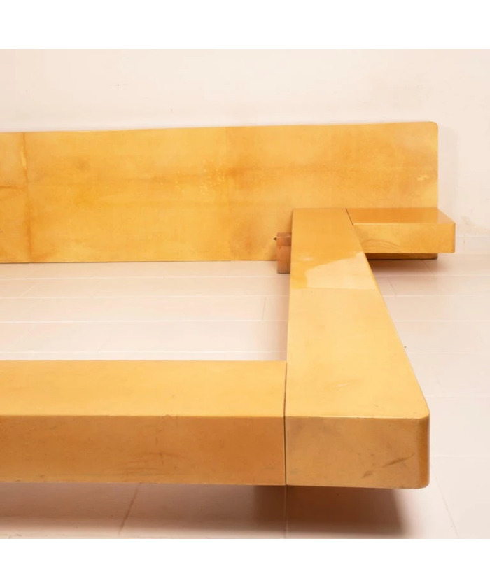 Queen Size Parchment Bed by Aldo Tura for TURA Milano, 1960