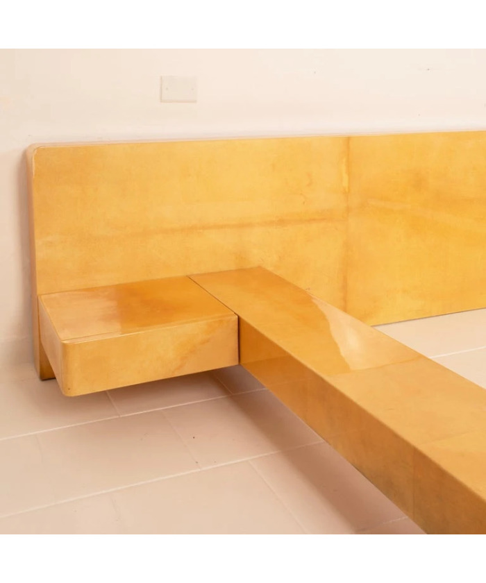 Queen Size Parchment Bed by Aldo Tura for TURA Milano, 1960