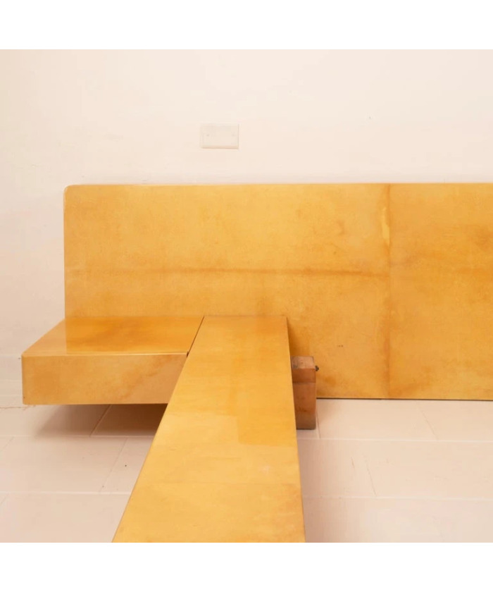 Queen Size Parchment Bed by Aldo Tura for TURA Milano, 1960
