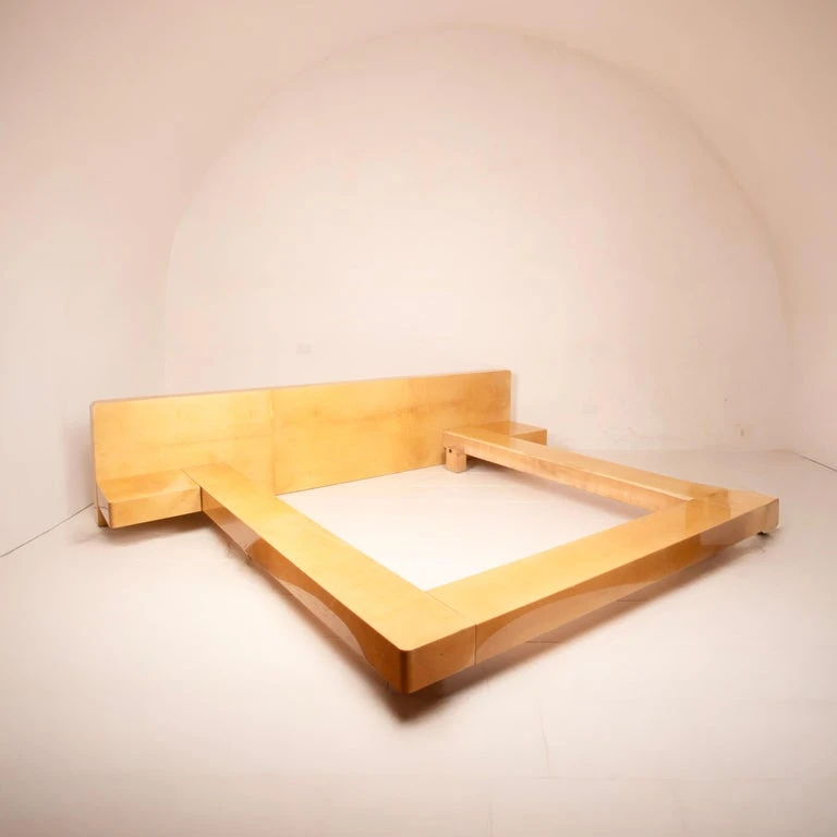 Queen Size Parchment Bed by Aldo Tura for TURA Milano, 1960