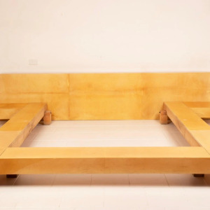 Queen Size Parchment Bed by Aldo Tura for TURA Milano, 1960