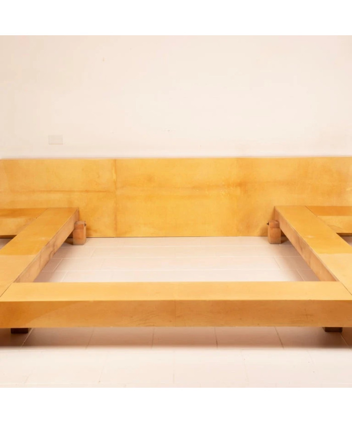 Queen Size Parchment Bed by Aldo Tura for TURA Milano, 1960