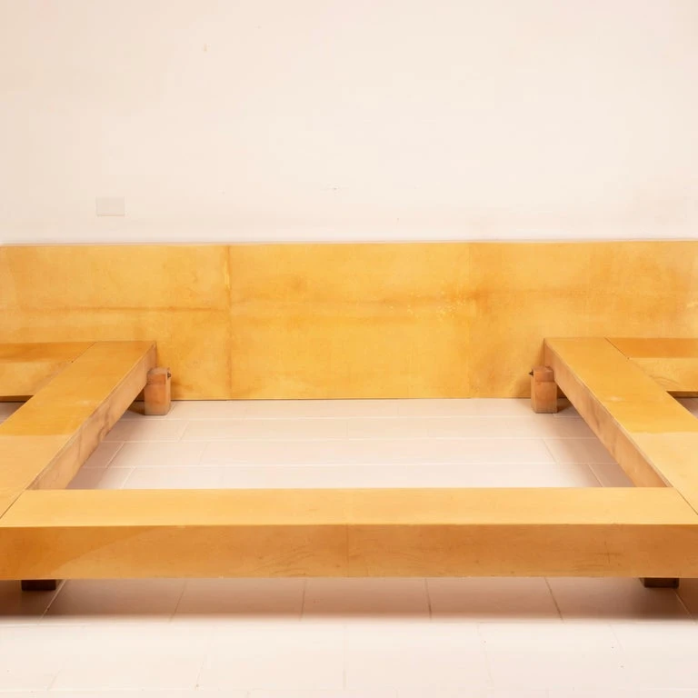 Queen Size Parchment Bed by Aldo Tura for TURA Milano, 1960