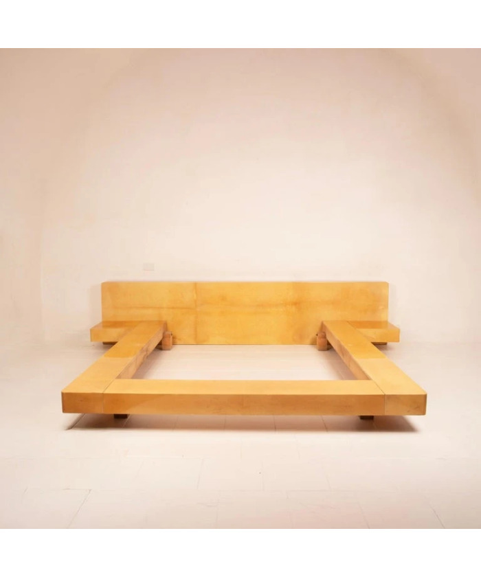 Queen Size Parchment Bed by Aldo Tura for TURA Milano, 1960
