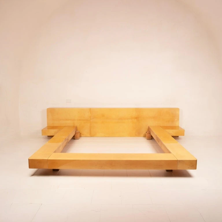Queen Size Parchment Bed by Aldo Tura for TURA Milano, 1960