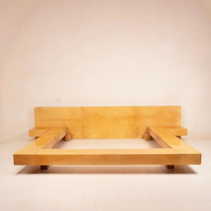 Queen Size Parchment Bed by Aldo Tura for TURA Milano, 1960