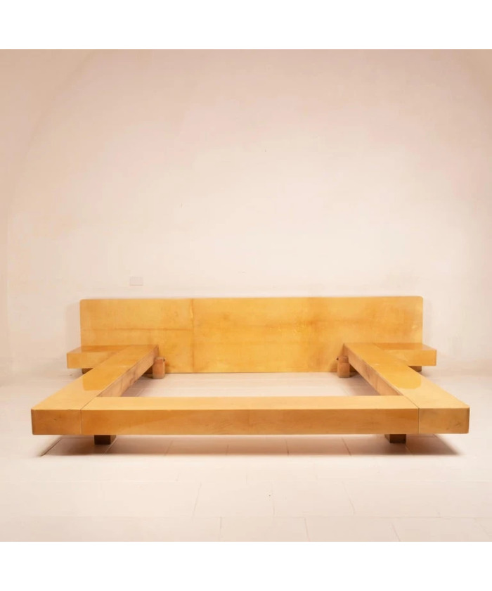 Queen Size Parchment Bed by Aldo Tura for TURA Milano, 1960