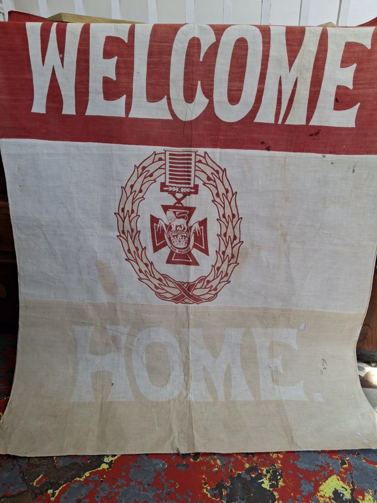 Rare Late 19th Century Boer War Decorative "Welcome Home" Banner/Flag. WW1/WW2