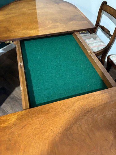 Regency Style Mahogany Twin Pedestal Table With Eight Chairs
