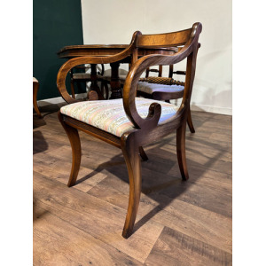 Regency Style Mahogany Twin Pedestal Table With Eight Chairs