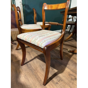 Regency Style Mahogany Twin Pedestal Table With Eight Chairs