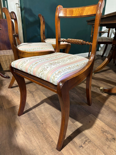 Regency Style Mahogany Twin Pedestal Table With Eight Chairs