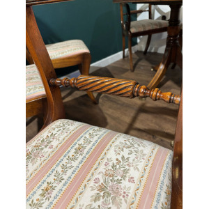 Regency Style Mahogany Twin Pedestal Table With Eight Chairs