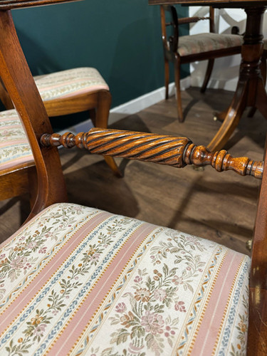 Regency Style Mahogany Twin Pedestal Table With Eight Chairs