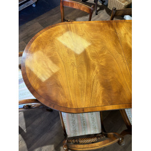 Regency Style Mahogany Twin Pedestal Table With Eight Chairs