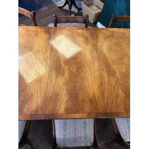 Regency Style Mahogany Twin Pedestal Table With Eight Chairs