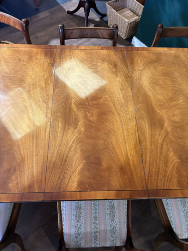 Regency Style Mahogany Twin Pedestal Table With Eight Chairs