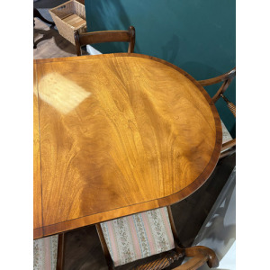 Regency Style Mahogany Twin Pedestal Table With Eight Chairs