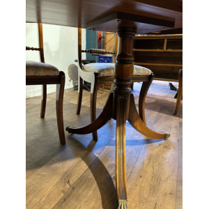 Regency Style Mahogany Twin Pedestal Table With Eight Chairs