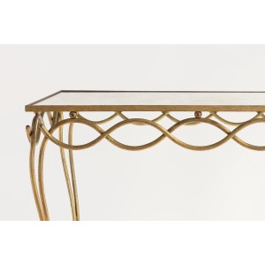 René Drouet 20th Century Table In Gilded Metal And Eglomized Top