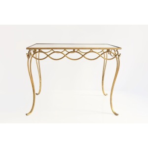 René Drouet 20th Century Table In Gilded Metal And Eglomized Top